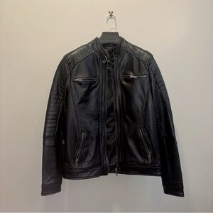 Barneys Originals Leather Jacket Black
